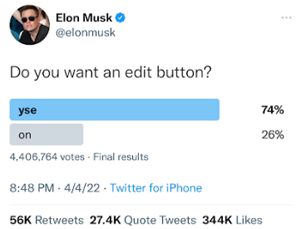 musk tweet edit button poll